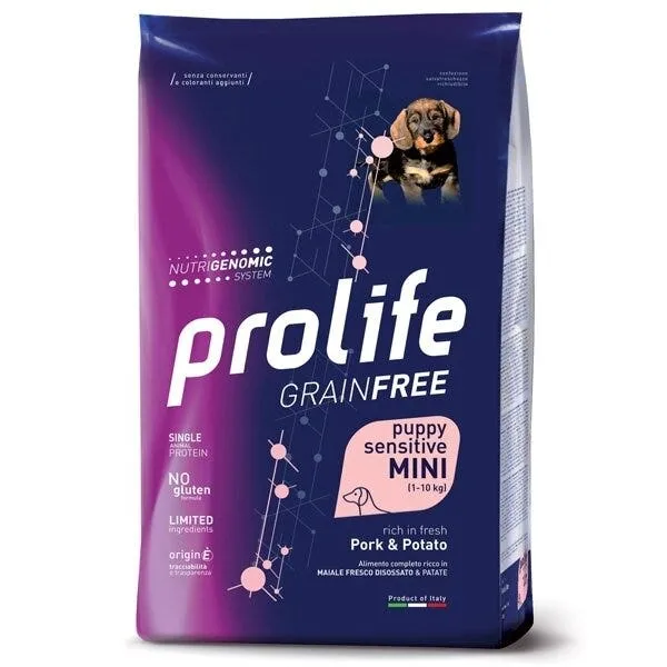 Prolife Grain Free Sensitive Pork & Potato Cibo Secco Per Cani Cuccioli Taglia Piccola Sacco 600g