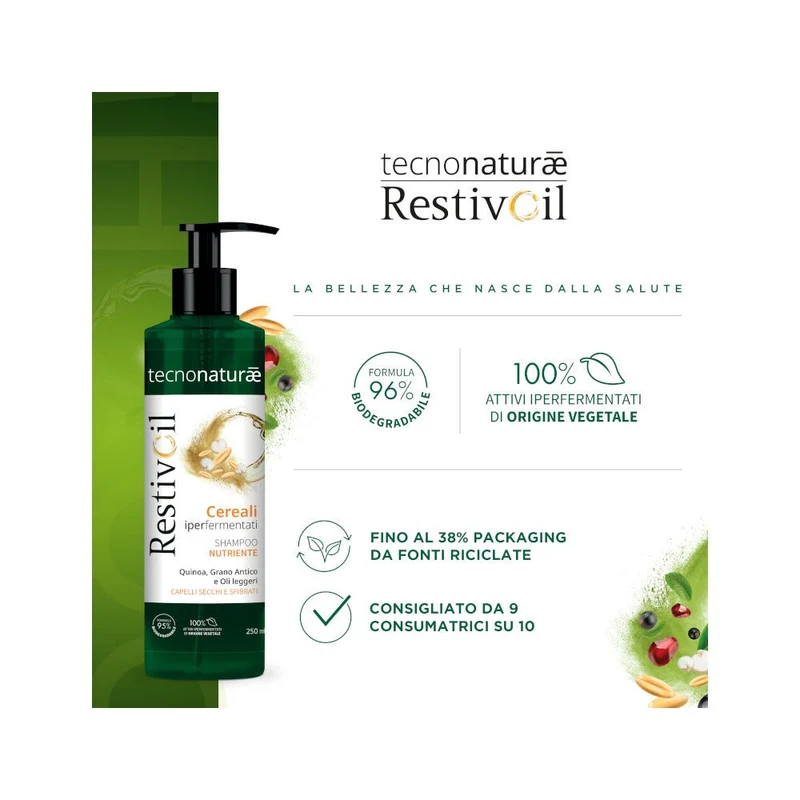 Restivoil Tecnonaturae Cereali Iperfermentati Shampoo Nutriente 250ml