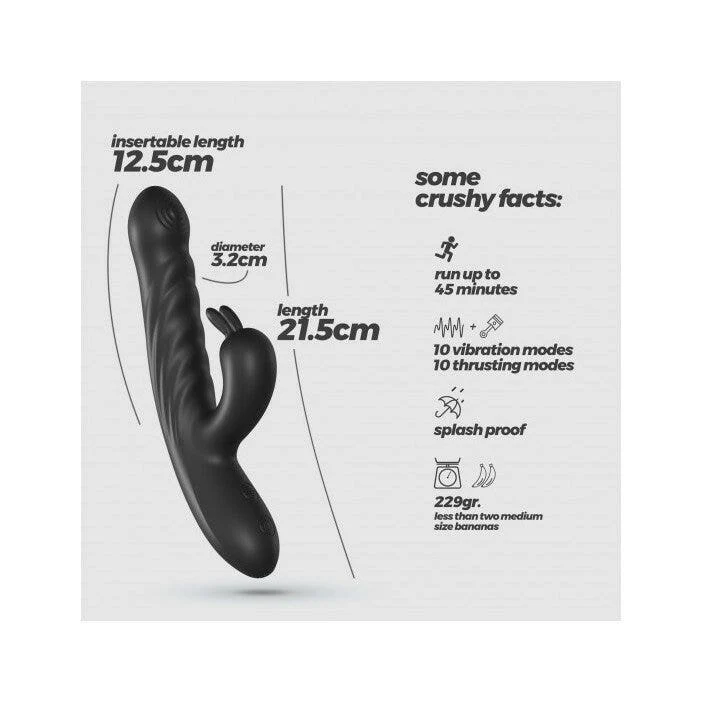 Crushious Lapin Vibratore Rabbit Ricaricabile Con Spinta Nero