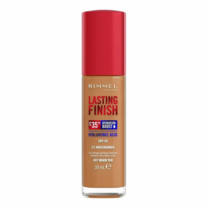 Rimmel Fondotinta Lasting Finish 35h Con Acido Ialuronico 407 Warm Tan 30ml