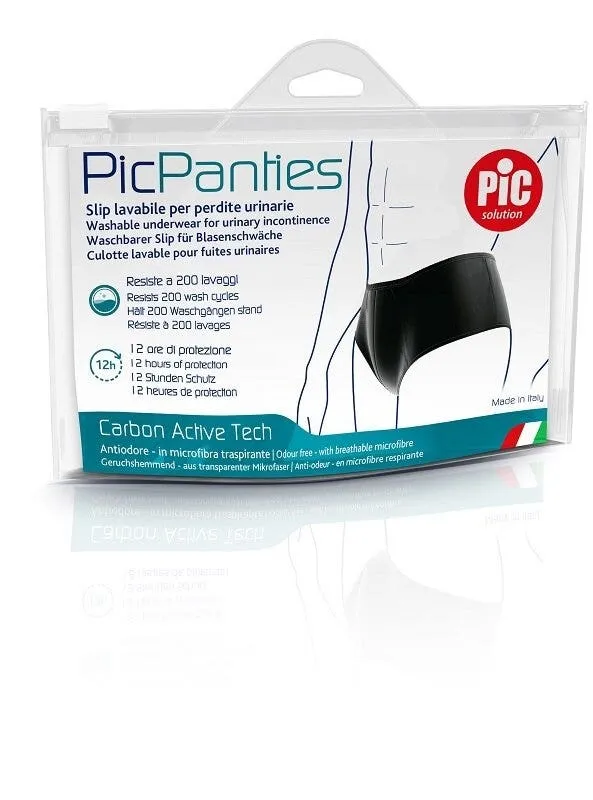 PicPanties Slip Lavabile per Perdite Urinarie Uomo Livello 2 Nero Taglia XXL