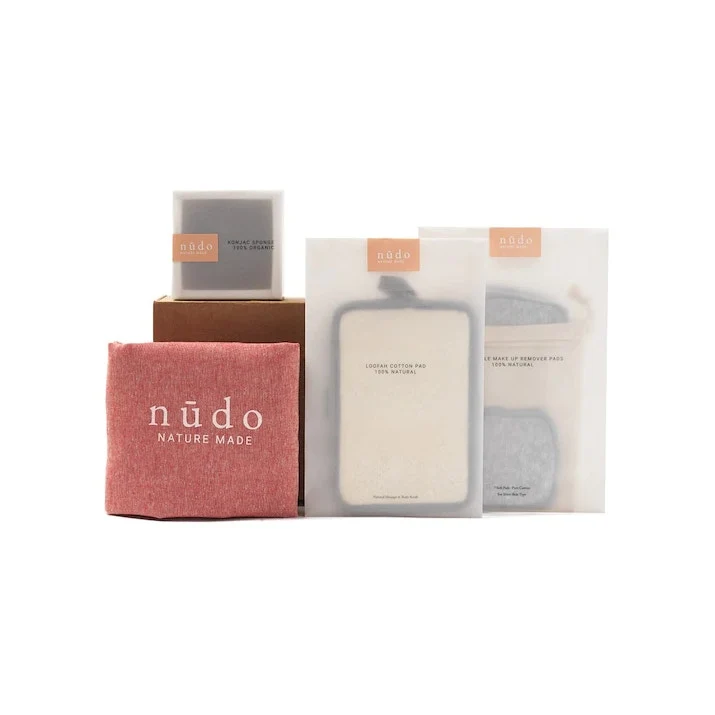 Nudo Kit Skin Essentials Dischetti Struccanti + Spugna + Guanto Esfoliante + Shopper In Cotone