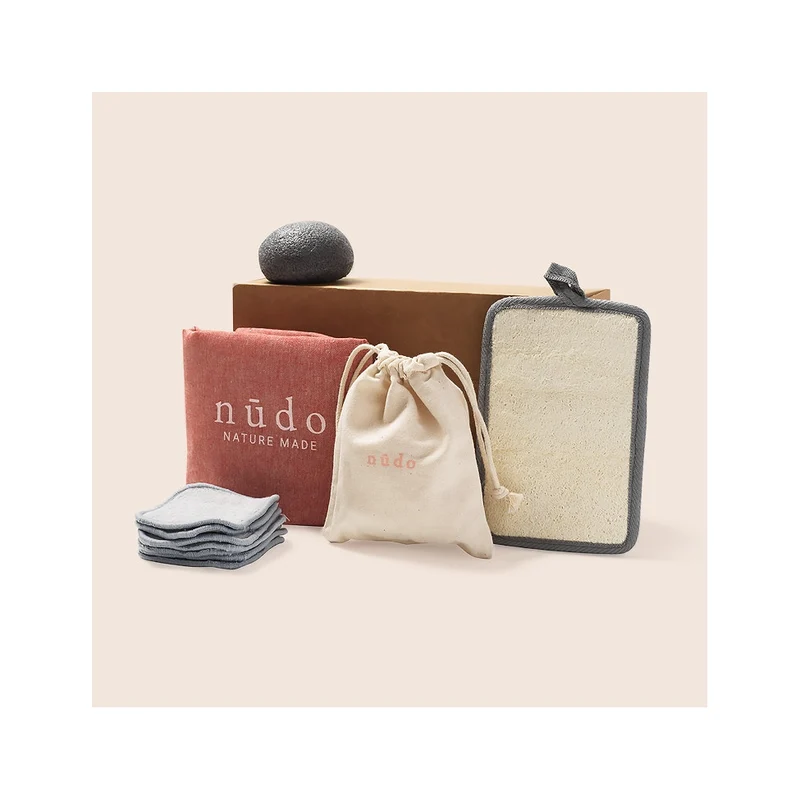 Nudo Kit Skin Essentials Dischetti Struccanti + Spugna + Guanto Esfoliante + Shopper In Cotone