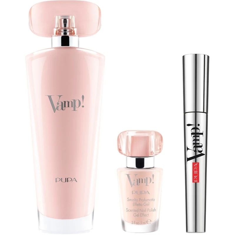 Pupa Kit Vamp Pink Eau De Parfum 100 ml+Mascara 9ml+Smalto Profumato Effetto Gel 9ml