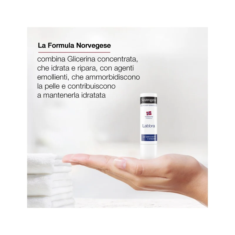 Neutrogena Balsamo Labbra con Glicerina Lipstick per Labbra Secche Formula Norvegese Burrocacao per Labbra Screpolate 4,8gr