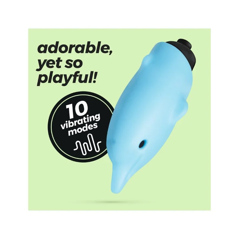 Crushious O-Pet Vibratore Tascabile Delfino Con Palla A 10 Vibrazioni Blu