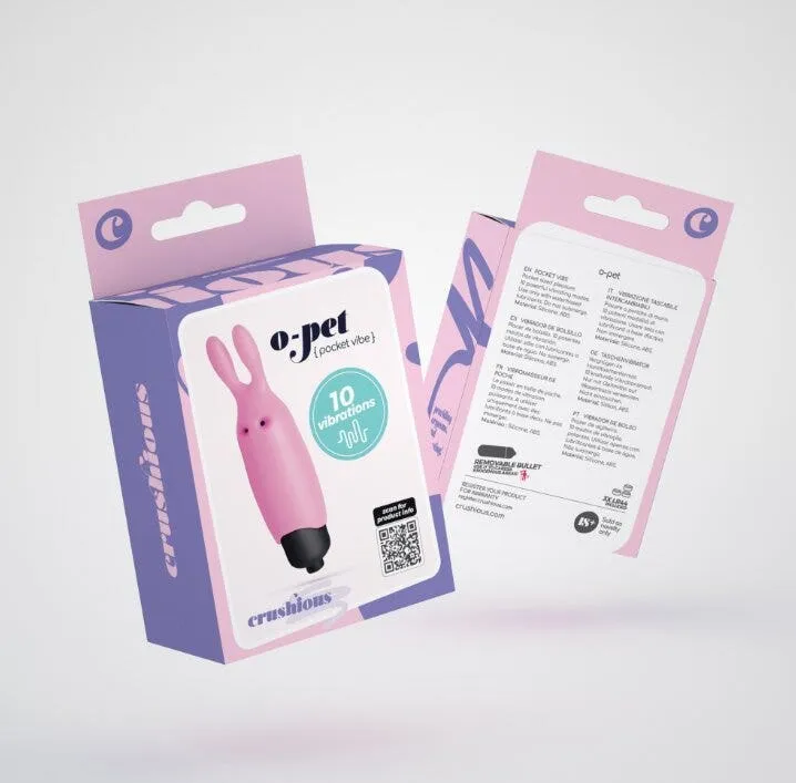 Crushious O-Pet Vibratore Tascabile Coniglio Con Palla A 10 Vibrazioni Rosa Pastello