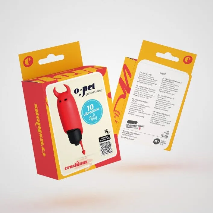 Crushious O-Pet Vibratore Tascabile Diavolo Con Palla A 10 Vibrazioni Rosso