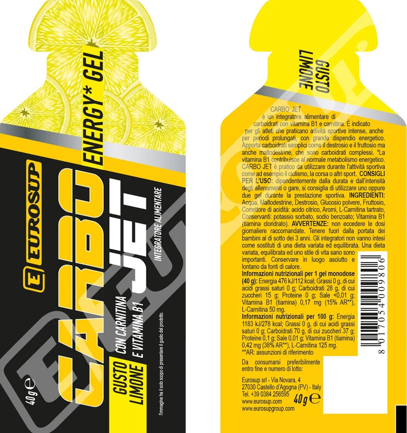 Eurosup Carbo Jet Energy Gel Gusto Limone 40g