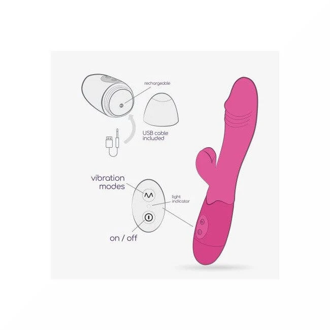 Crushious Vibratore Rabbit Ricaricabile Blossoms Rosa Forte Con Lubrificante A Base D'acqua