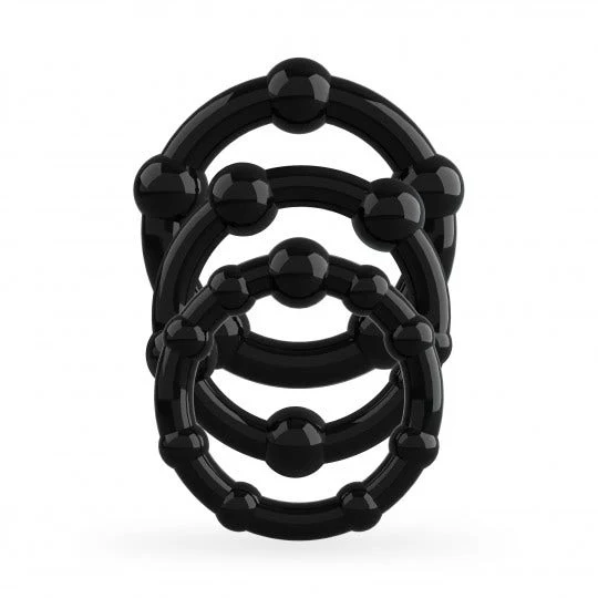 Crushious Triple Bead Set di Anelli per il Pene Neri