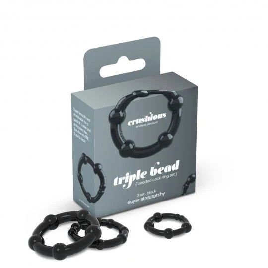 Crushious Triple Bead Set di Anelli per il Pene Neri