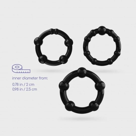 Crushious Triple Bead Set di Anelli per il Pene Neri