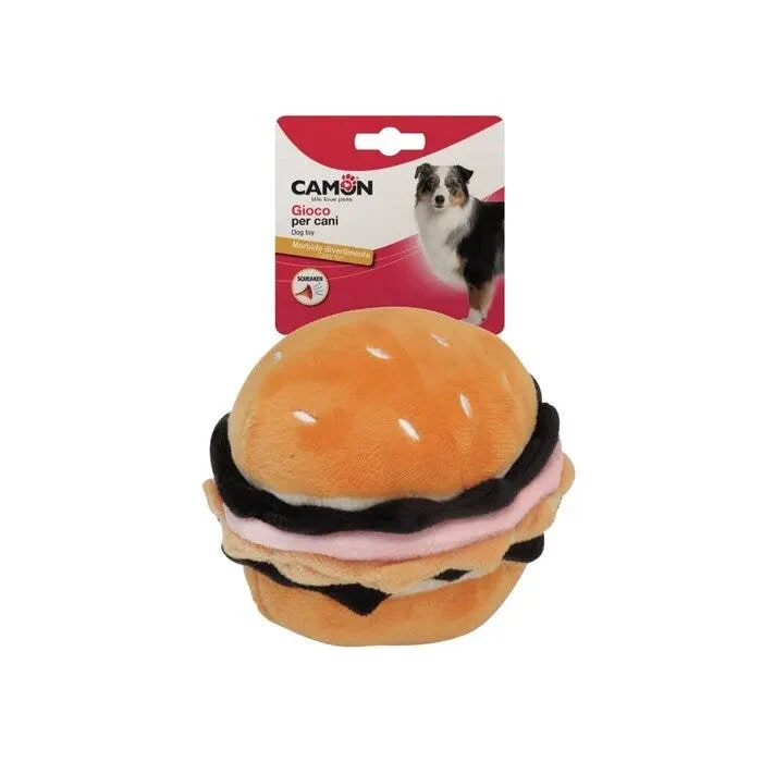Camon Gioco Hamburger in Poliestere Con Squeaker Per Cani