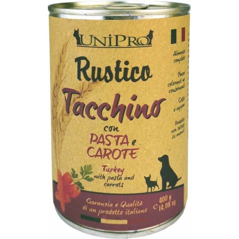 Unipro Rustico Tacchino Pasta Integrale Carote Cibo Cane Adulto Barattolo 400g