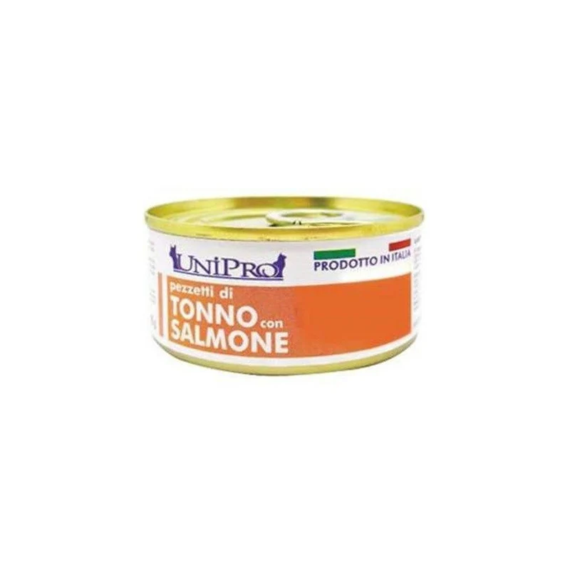 Unipro Pezzetti Di Tonno Con Salmone Cibo Umido Per Gatti Adulti Scatoletta 85g