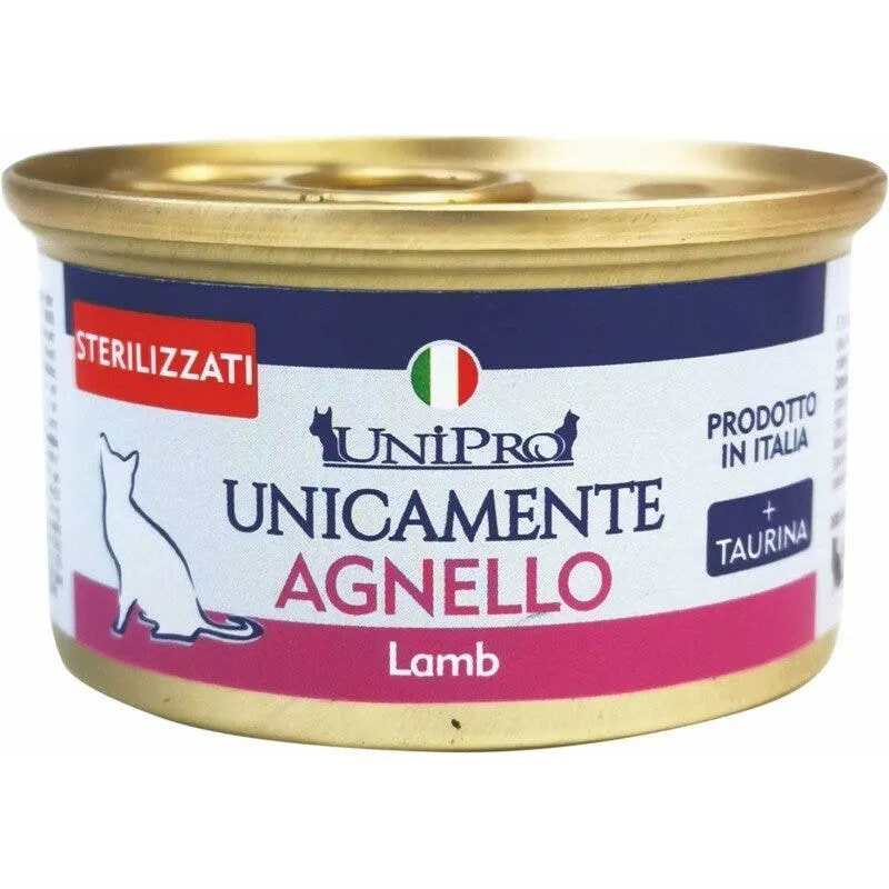 Unipro Unicamente Agnello Cibo Umido Gatti Adulti Sterilizzati Barattolo 85g