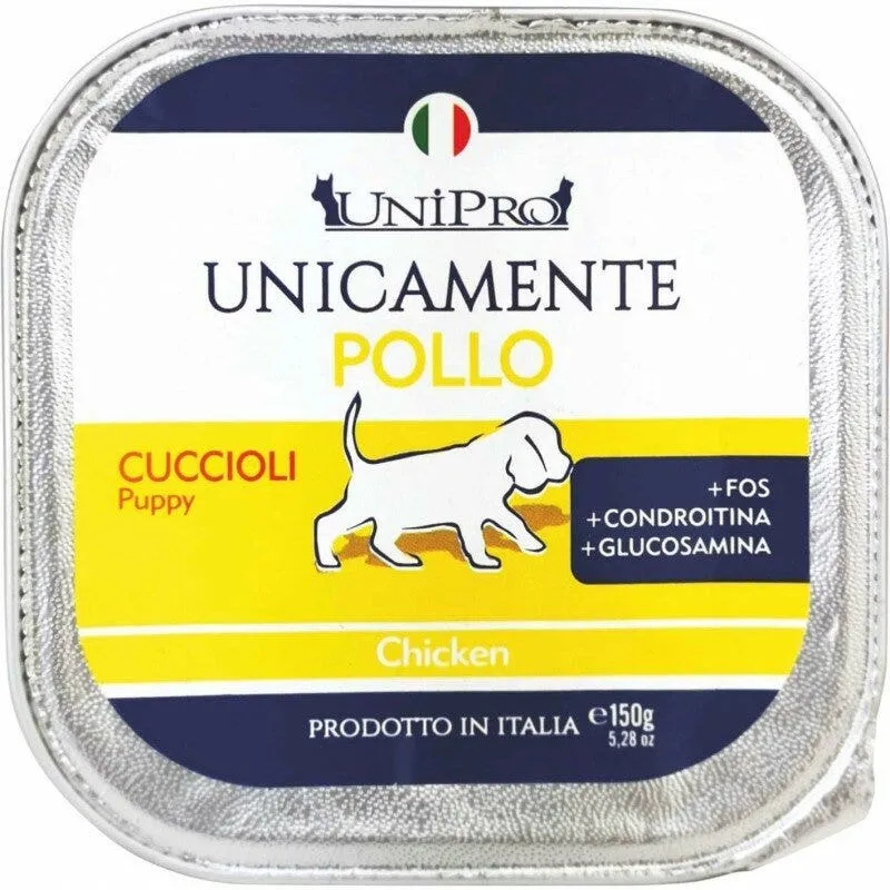 Unipro Unicamente Pollo Cibo Umido Cani Cuccioli Vaschetta 150g