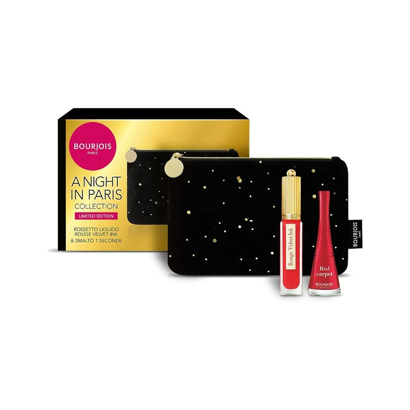 Bourjois Kit Pochette + Rossetto Liquido 3,5ml + Smalto One Second 9ml