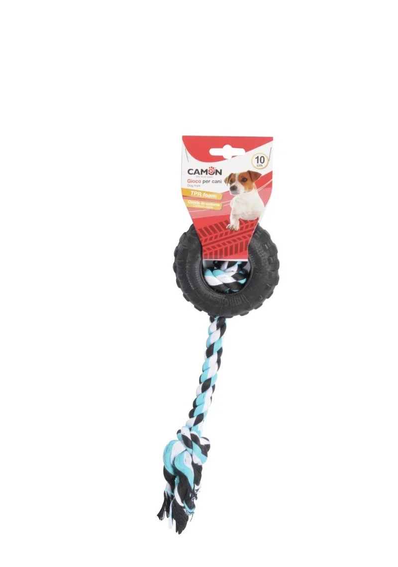 Camon Gioco Cani Pneumatico In Foam TPR Con Corda In Cotone 15cm
