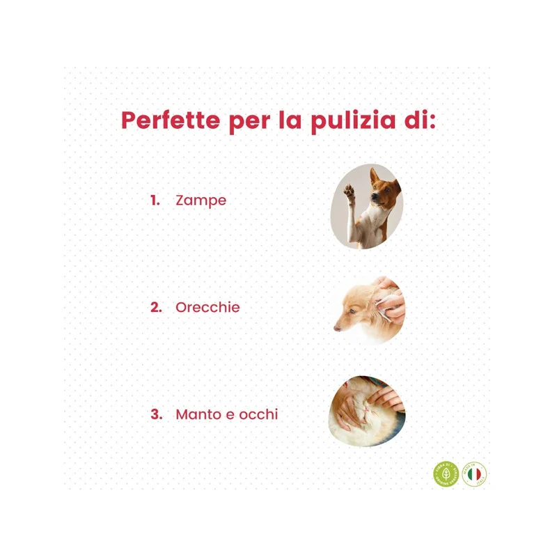 Italian Pet Salviettine Biodegradabili Clorexidina Per Cani/Gatti 15x19cm 50 Pezzi