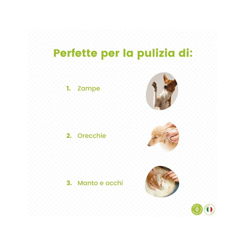 Italian Pet Salviettine Biodegradabili Olio Di Neem Per Cani/Gatti 20x30cm 50 Pezzi