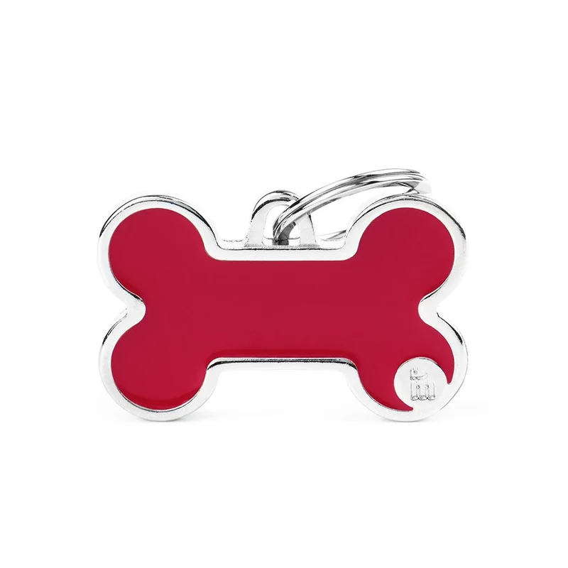 Medaglietta Per Cani E Gatti Personalizzata Osso Rossa