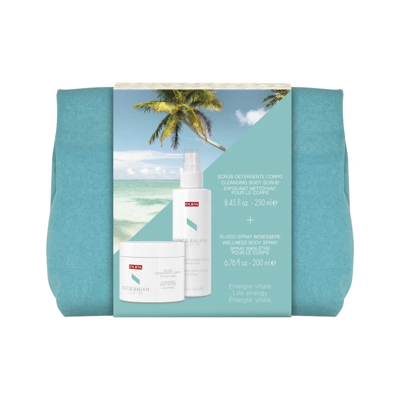 Pupa Kit Oceanian Spa II Scrub Detergente 250ml + Fluido Spray Benessere 200ml + Pochette