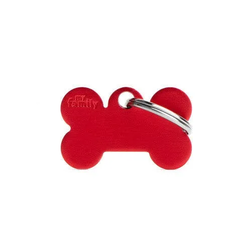 Medaglietta Per Cani E Gatti Personalizzata Osso In Alluminio Rosso Taglia Piccola