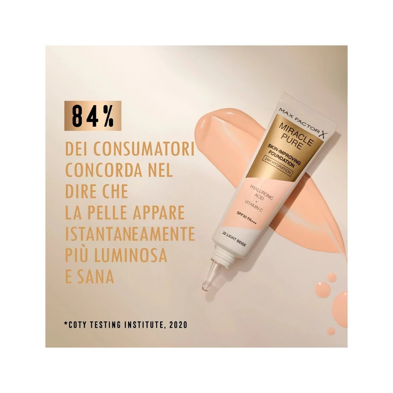 Max Factor Fondotinta Viso Miracle Pure Shade 85 Caramel