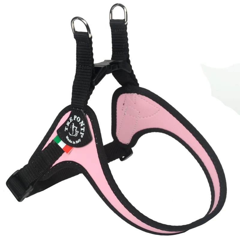 Tre Ponti Pettorina Easy Fit Con Sottopancia Regolabile Bordo Cannetè Rosa Per Cani 4/5kg Taglia 2
