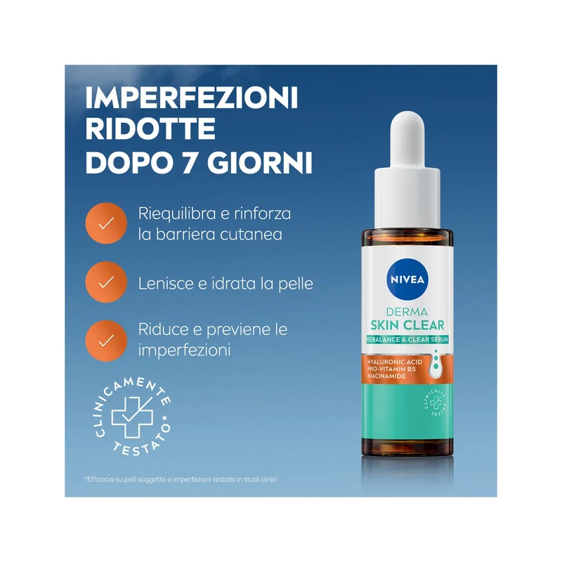Nivea Derma Skin Clear Siero Viso Perfezionante & Riequilibrante Per La Cura Della Pelle 30ml