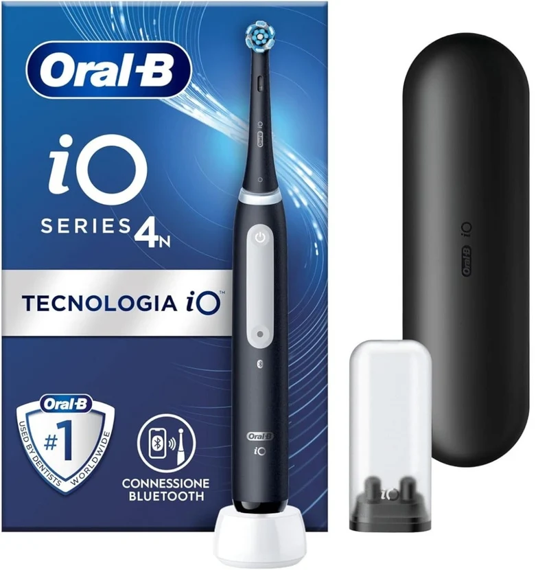 Oralb io 4 Nero Spazzolino Elettrico + Travel Case + Porta Refill