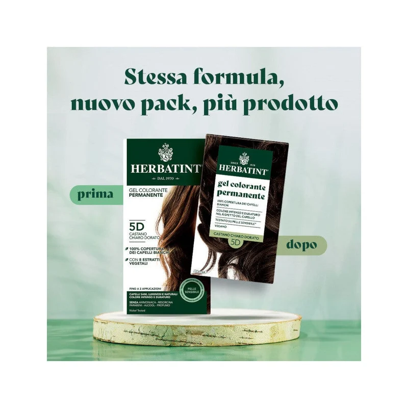 Herbatint Gel Colorante Permanente 5D Castano Chiaro Dorato 170ml