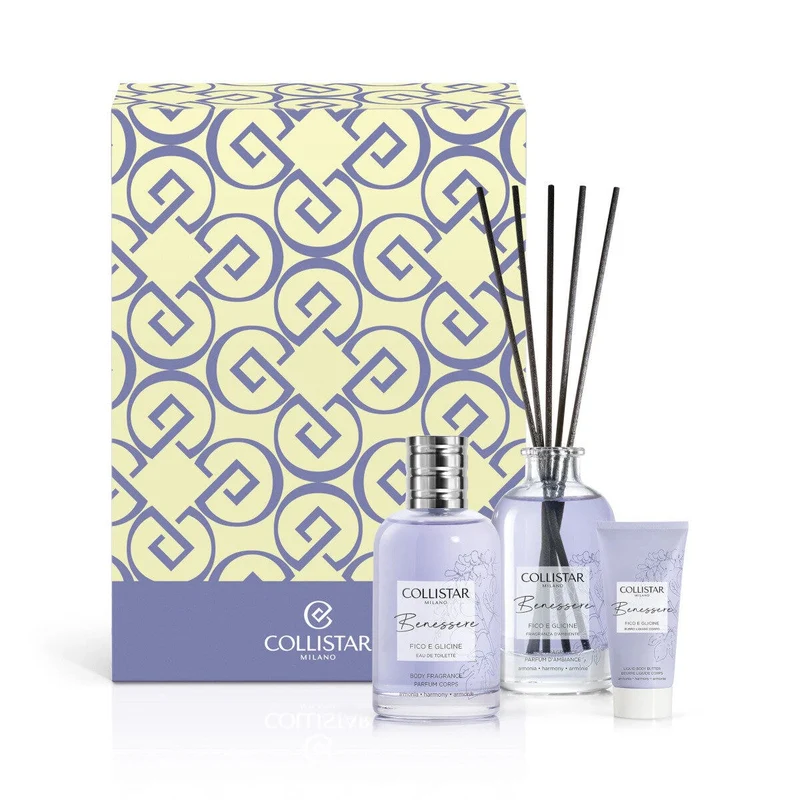 Collistar Cofanetto Benessere Fico E Glicine Eau de Toilette 100ml + Burro Liquido Corpo 50ml + Fragranza D'Ambiente