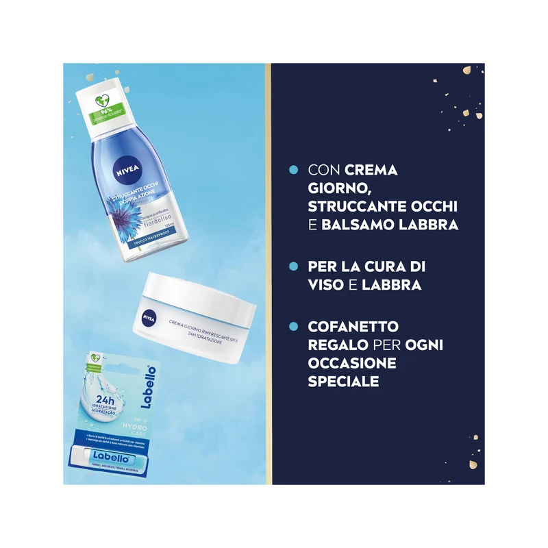 Nivea Cofanetto Essential Skincare Struccante 125ml + Crema Giorno 50ml + Labello