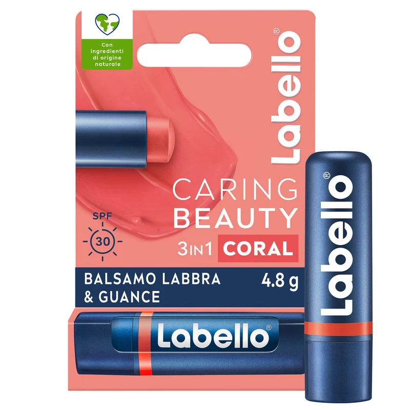 Labello Caring Beauty Lip & Cheek Coral Spf30 Burrocacao Labbra E Guance Colorato Corallo 4,8g