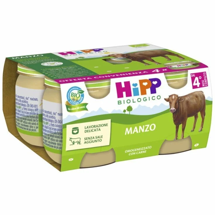 Hipp Bio Omogeneizzato Manzo 4X80g 4 Mesi +