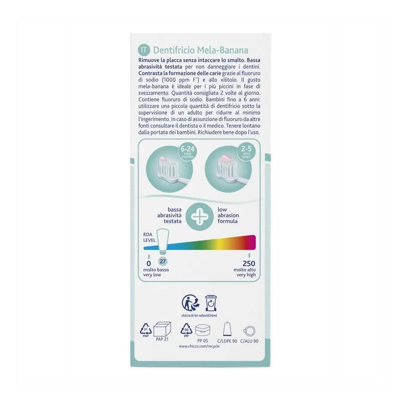 Chicco Dentifricio 6-24 Mesi Gusto Mela-Banana Con Fluoro 50ml