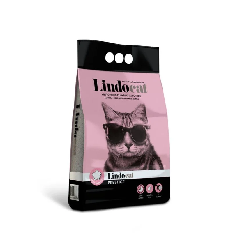 Lindocat Prestige Lettiera Per Gatti Agglomerante Bianca Profumo di Talco 10L