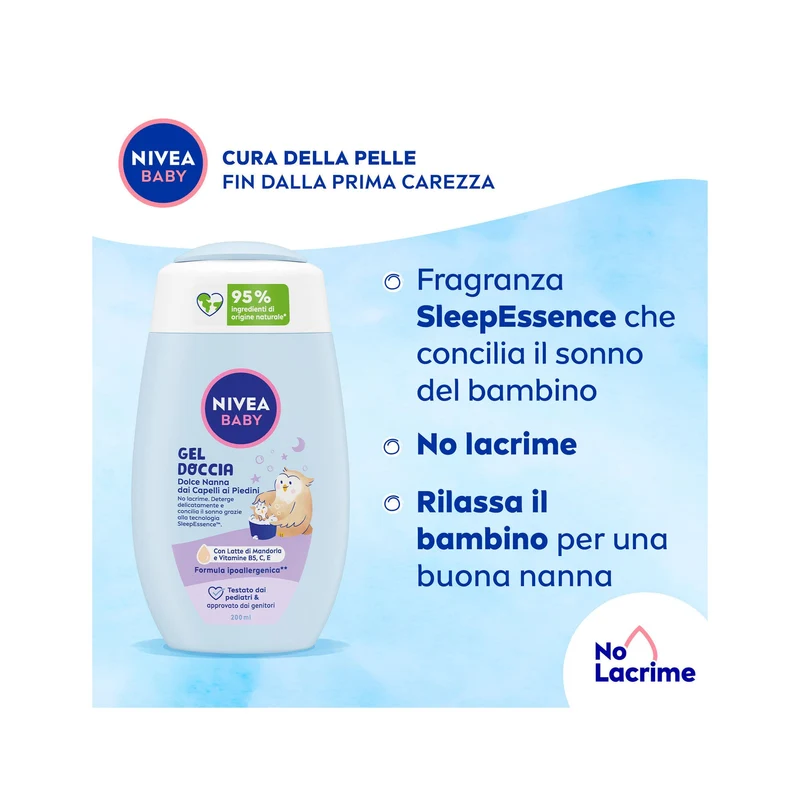 Nivea Baby Gel Doccia Dolce Nanna Dai Capelli Ai Piedini Detergente Neonato Corpo E Capelli 200ml