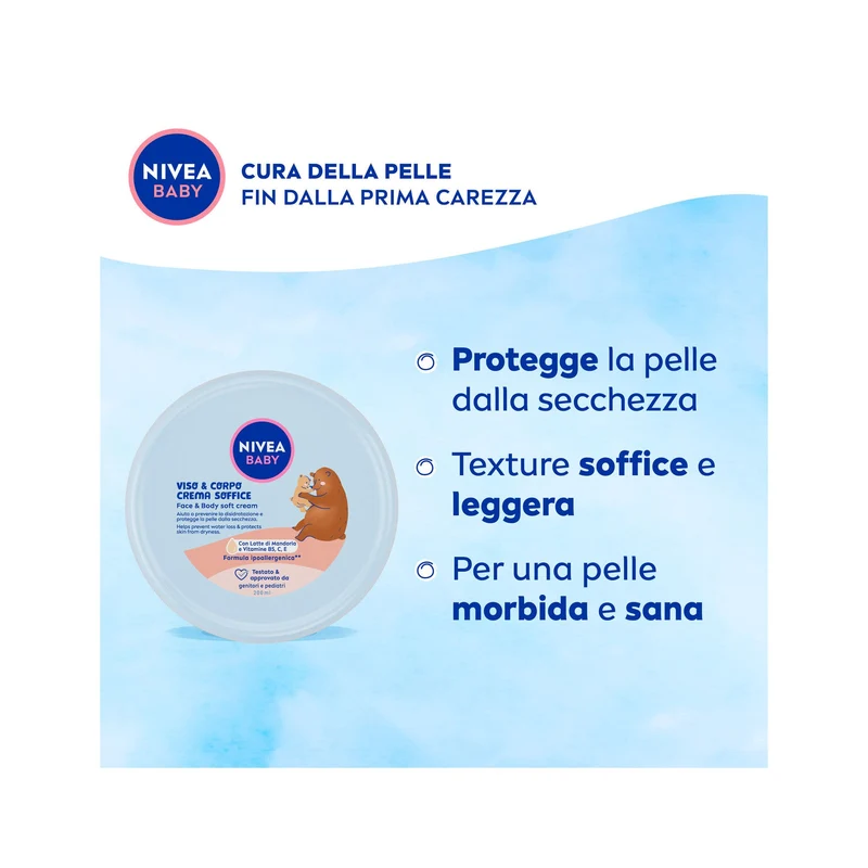 Nivea Baby Viso & Corpo Crema Soffice Bambini Corpo E Viso Idratante E Nutriente 200ml