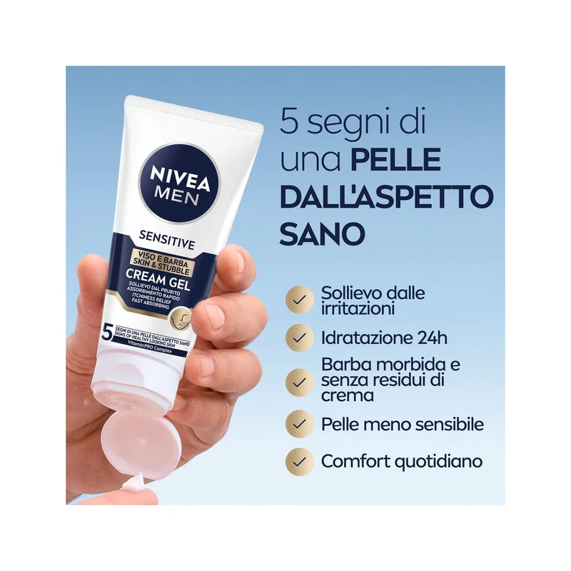 Nivea Men Sensitive Viso E Barba Cream Gel Crema Viso Uomo Per Un Sollievo Dalle Irritazioni 50ml