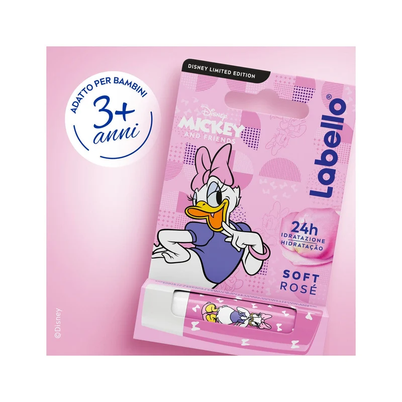 Labello Soft Rosé Disney Limited Edition Daisy Duck Burrocacao Labbra Colorato E Idratante 4,8g