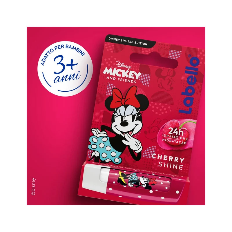 Labello Cherry Shine Disney Limited Edition Minnie Mouse Burrocacao Labbra Colorato Bambini 4,8g