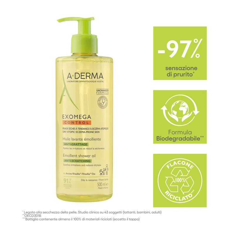 A-Derma Exomega Control Olio Lavante Emolliente Anti-Grattage 500ml