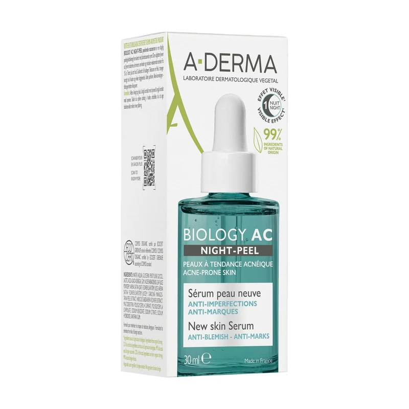 A-Derma Biology Ac Night-Peel Siero Anti-imperfezioni Anti-Segni Residui 30ml