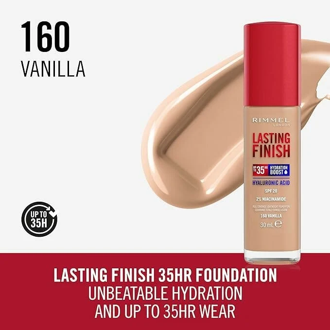 Rimmel Fondotinta Lasting Finish 35h Con Acido Ialuronico 160 Vanilla 30ml