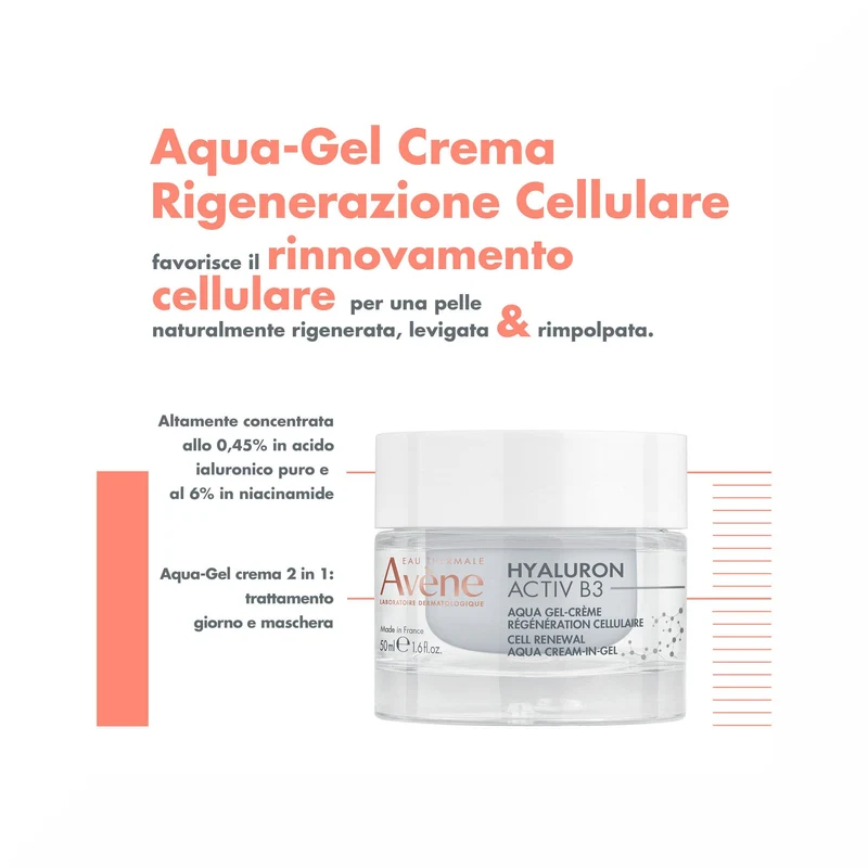 Eau Thermale Avène Hyaluron Activ B3 Aqua Gel-Crema Rigenerazione Cellulare 50ml