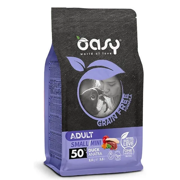 Oasy Grain Free Adult Small & Mini Con Anatra Per Cani Adulti 800g